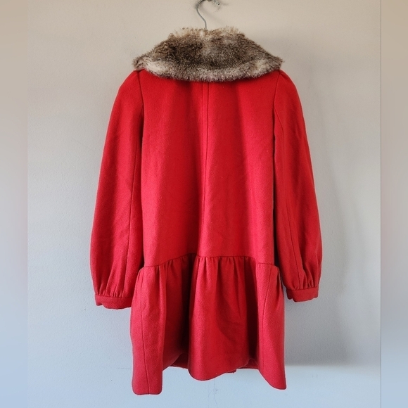 JUICY COUTURE | Wool coat fur collar red Girls sz 8 10 - Picture 2 of 4